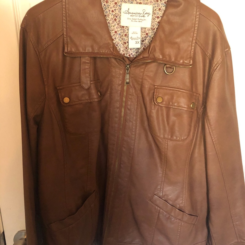 American Rag brown faux leather jacket sz 3x